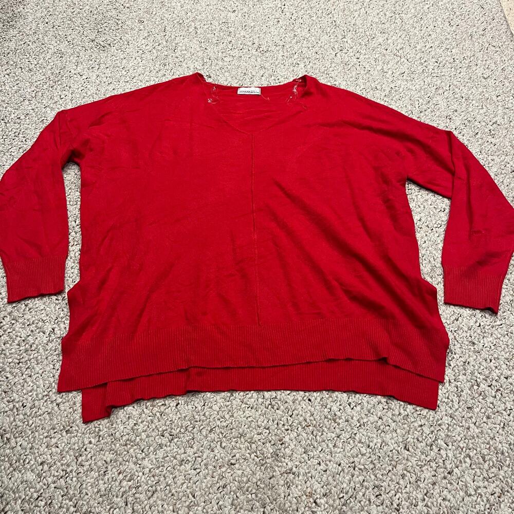 Zenana Long Sleeve Red Tunic Sweater 2X/3X Fall Preppy Classic Casual